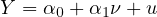 Y = α0 + α1ν + u
